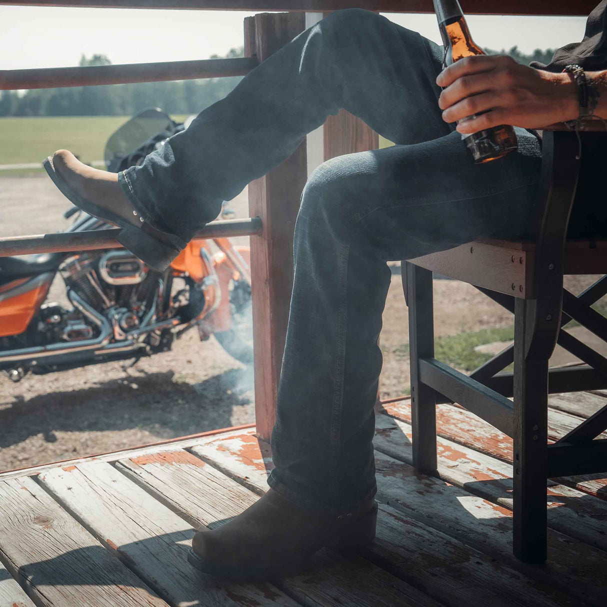 Herren Harness Bikerboots Distressed-Braun