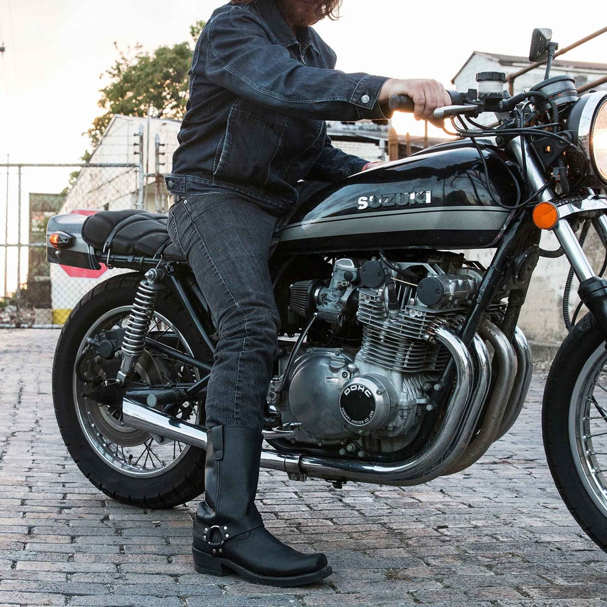 Herren Harness Bikerboots Schwarz geölt