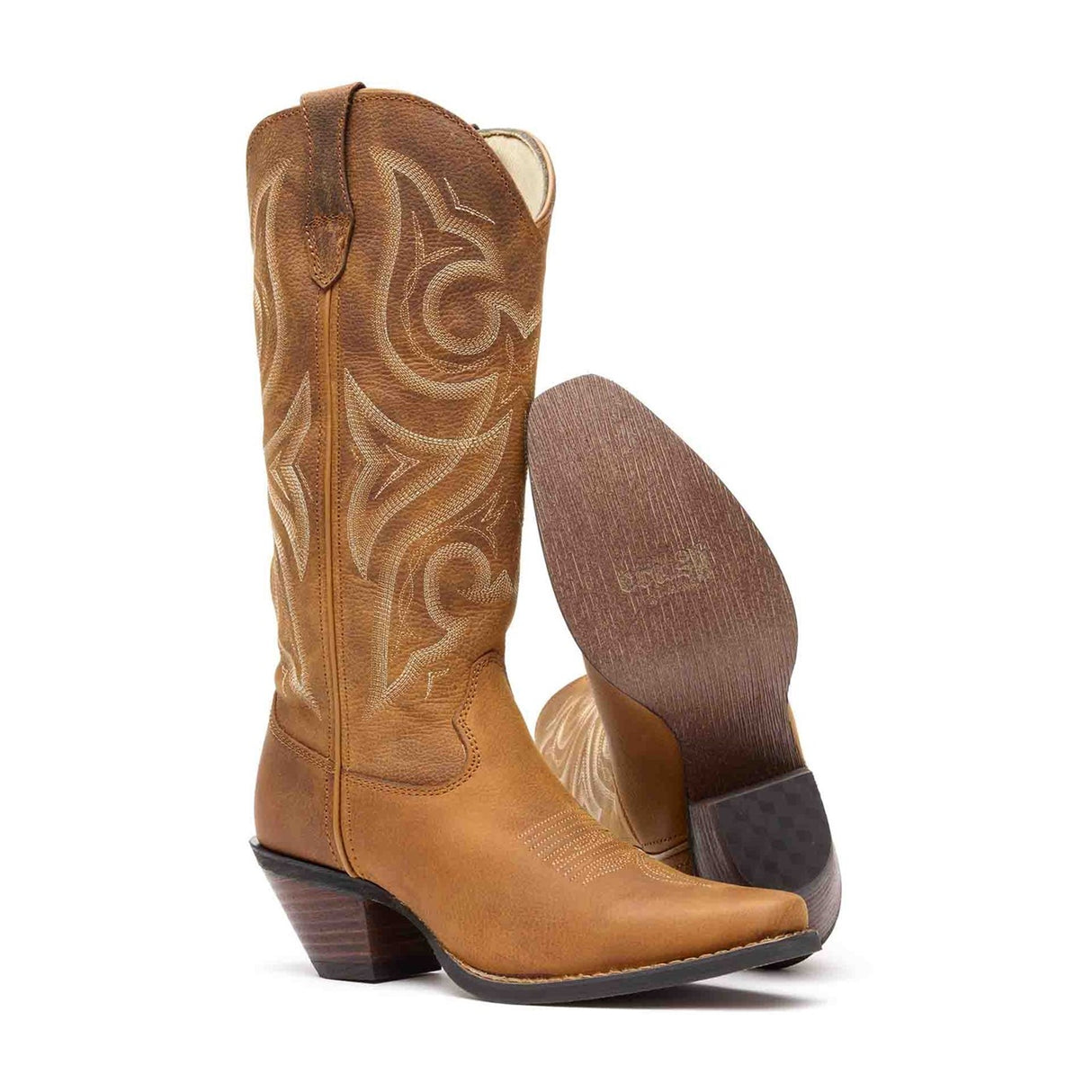 Damen Crush Westernstiefel Distressed-Cognac