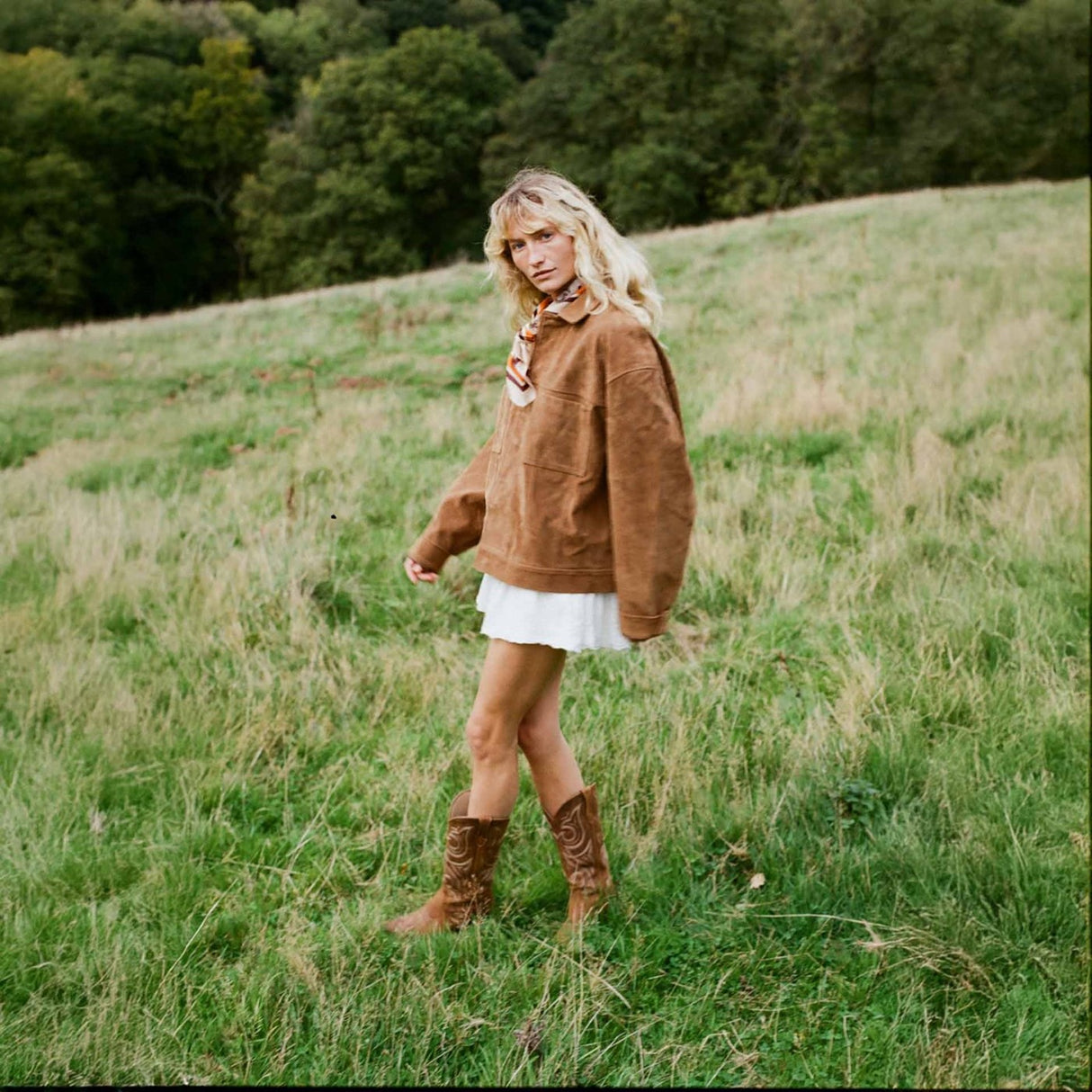 Damen Crush Westernstiefel Distressed-Cognac