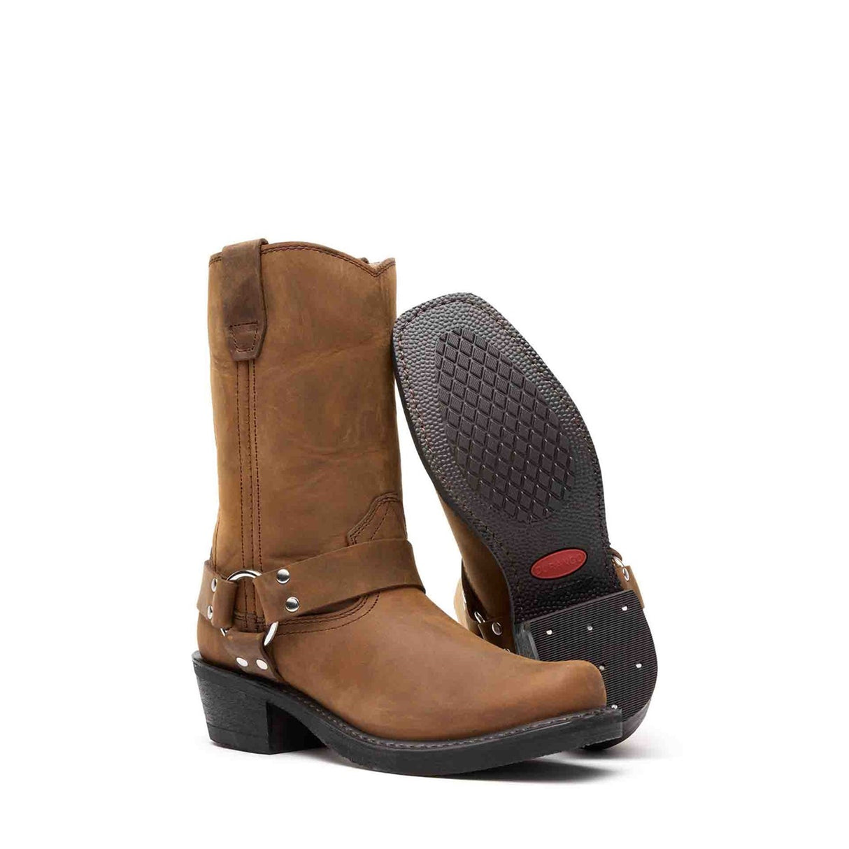 Damen Harness Bikerboots Braun Harness