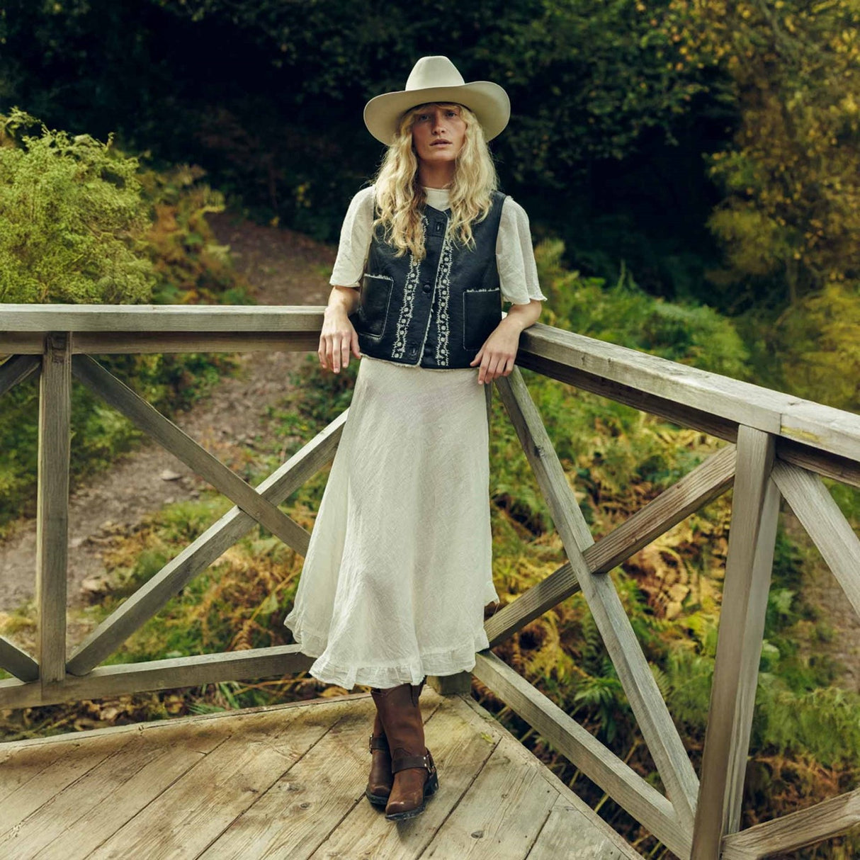 Damen Harness Bikerboots Braun Harness