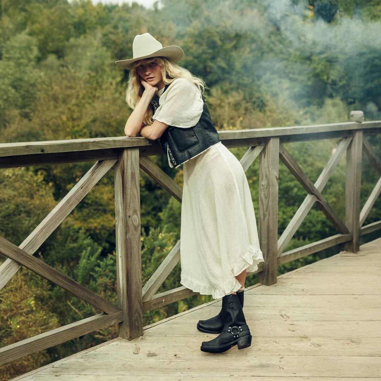 Damen Harness Bikerboots Schwarz