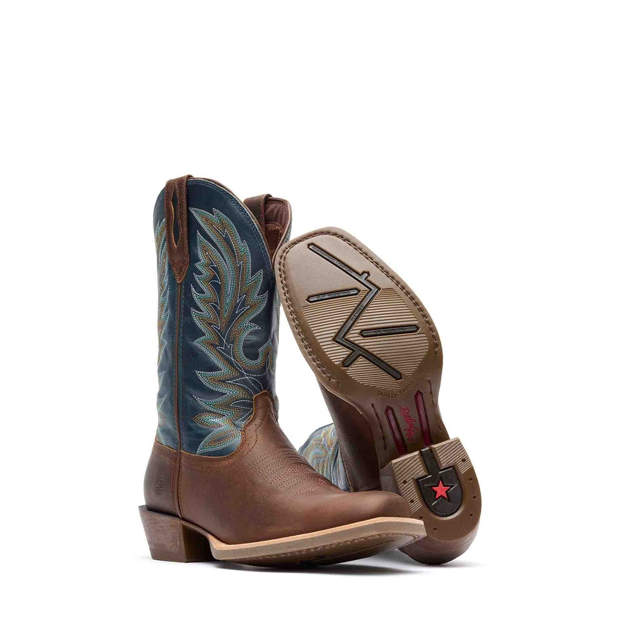 Herren Rebel Pro Westernstiefel Braun und Blau