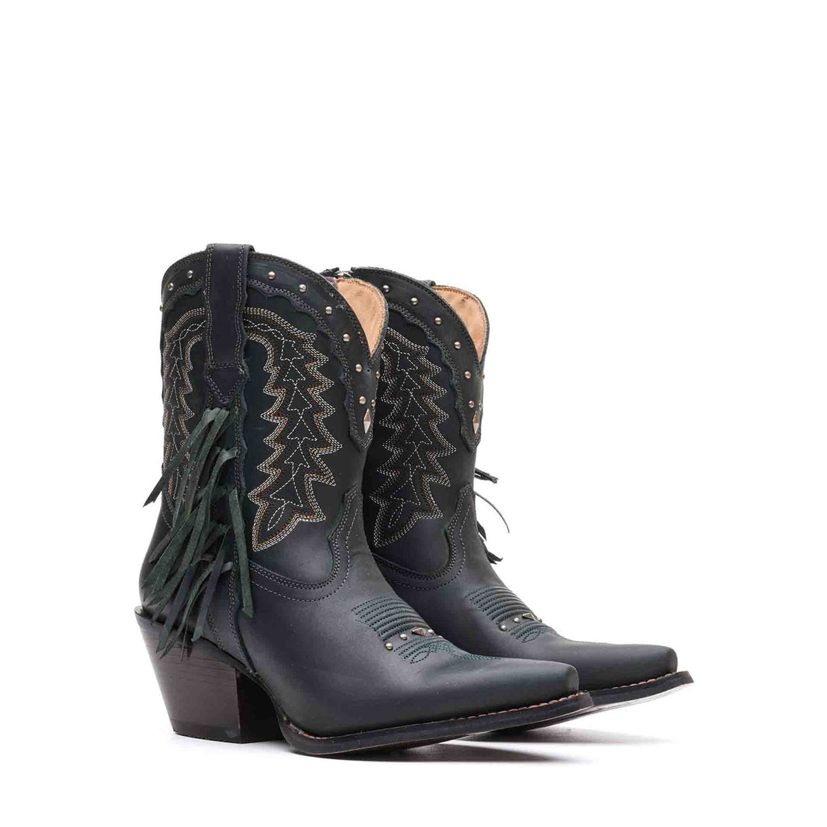 Damen Crush Westernstiefel Sattelbraun und Denimblau