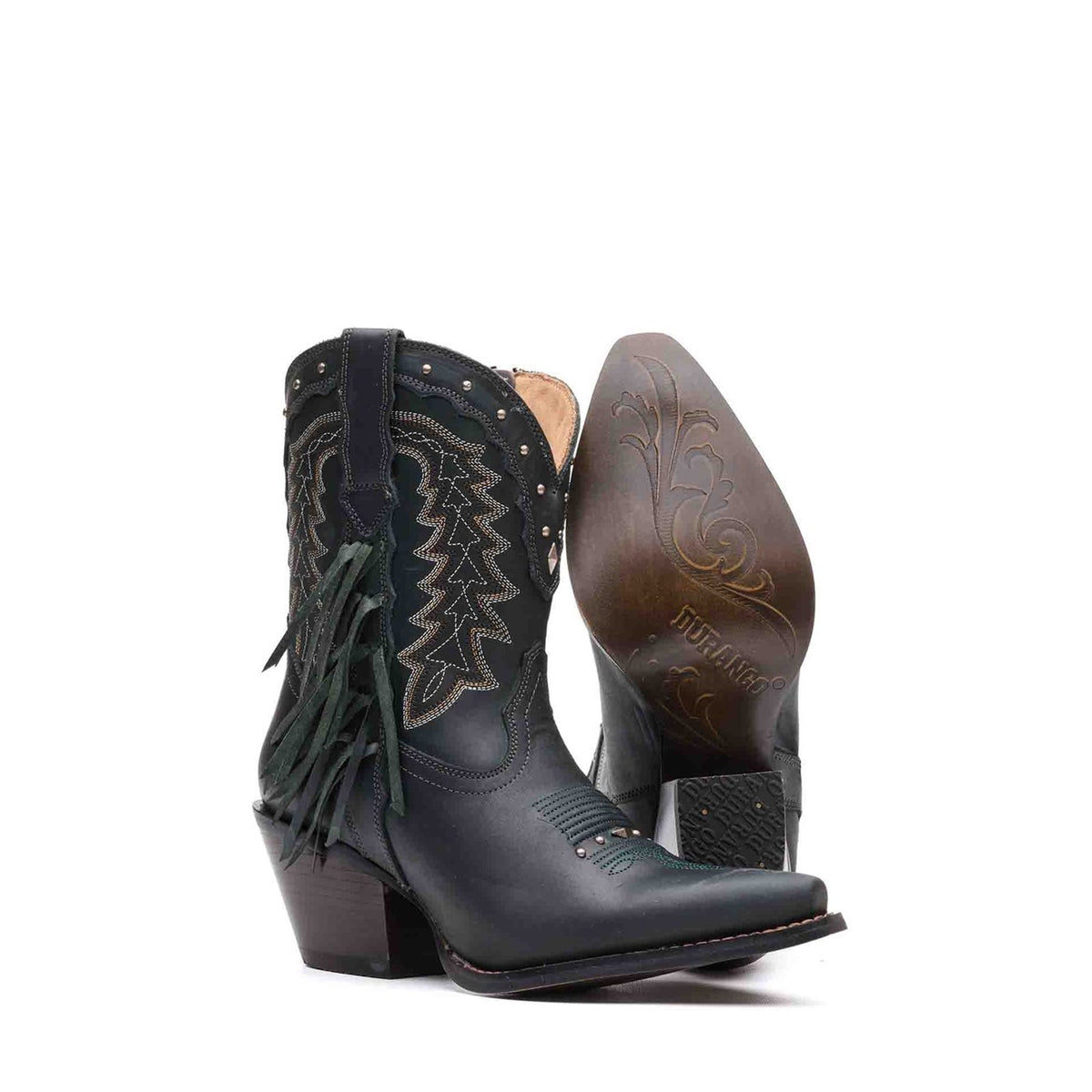 Damen Crush Westernstiefel Sattelbraun und Denimblau