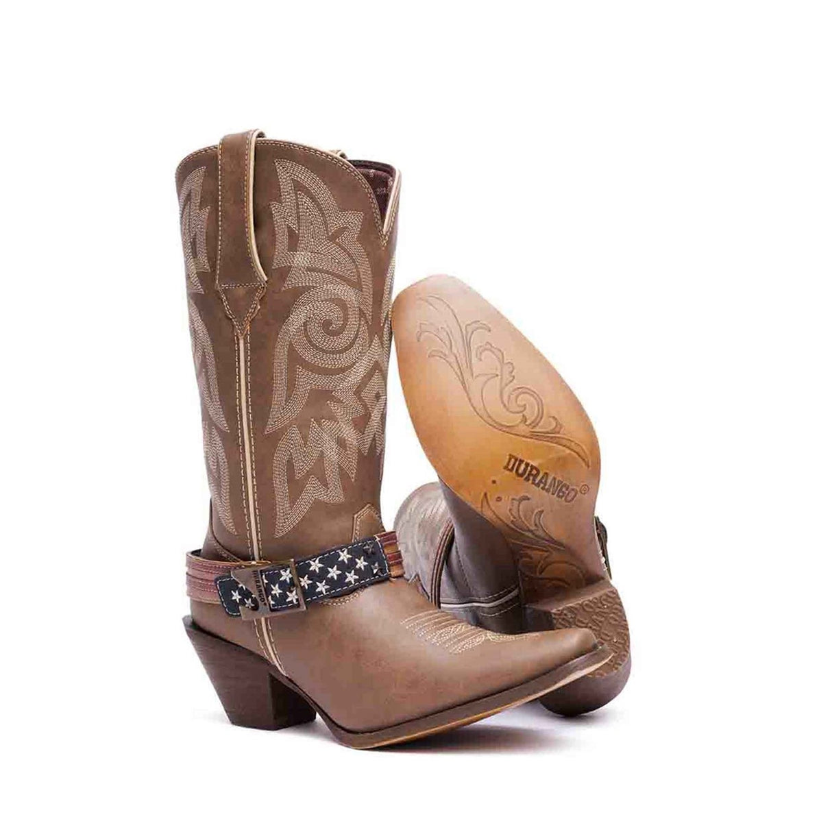 Damen Crush Flag Accessory Westernstiefel Braun/Khaki