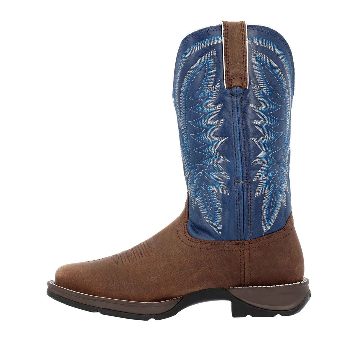 Herren Rebel Westernstiefel Sattelbraun und Denimblau