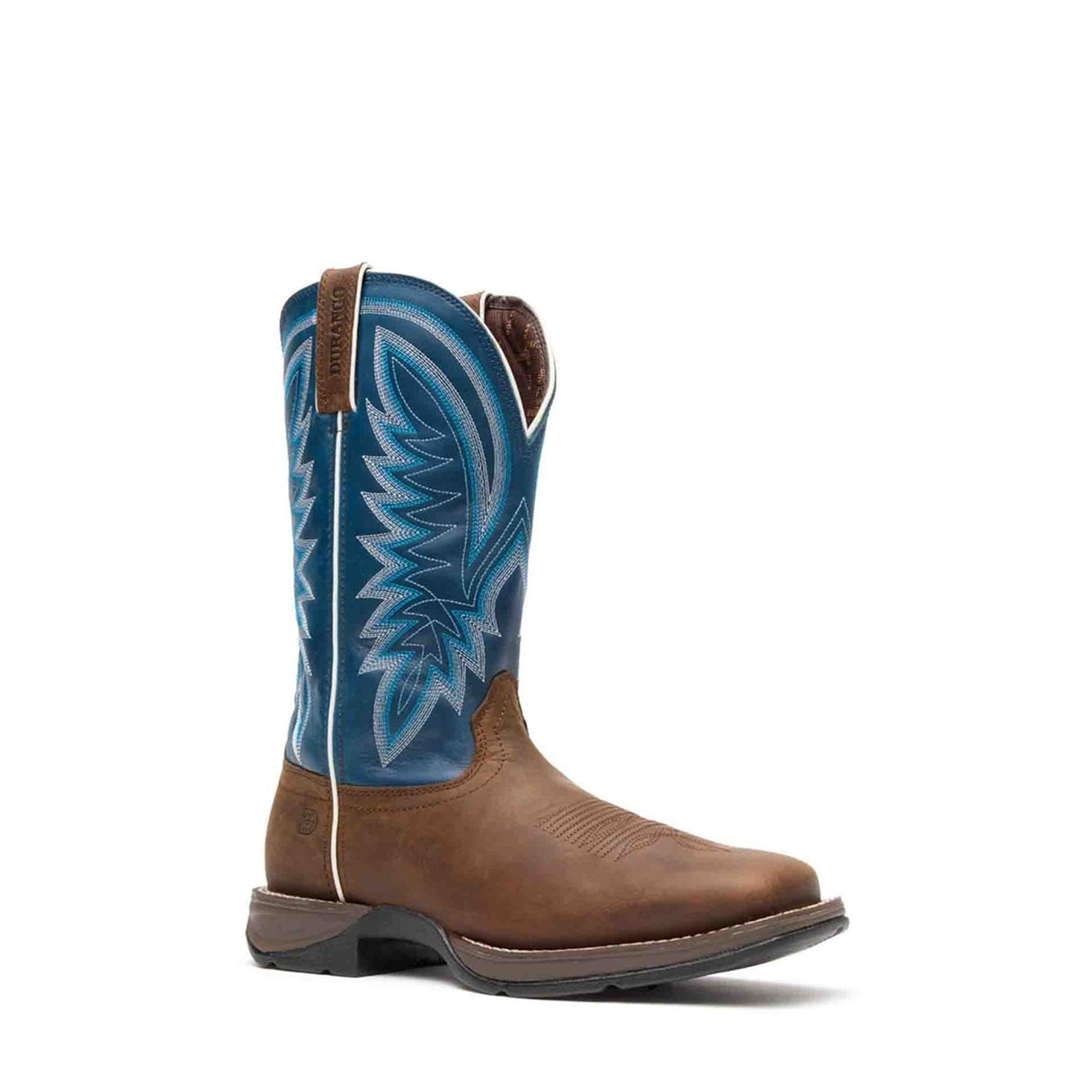 Herren Rebel Westernstiefel Sattelbraun und Denimblau