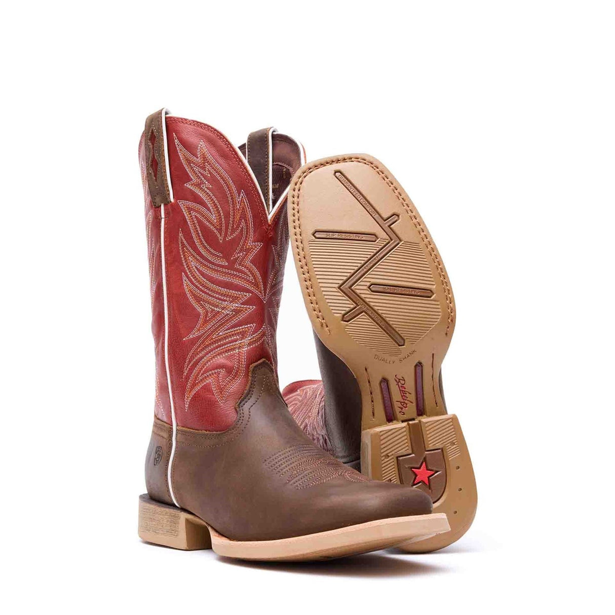 Herren Rebel Pro Westernstiefel Used-Braun und Chilischote