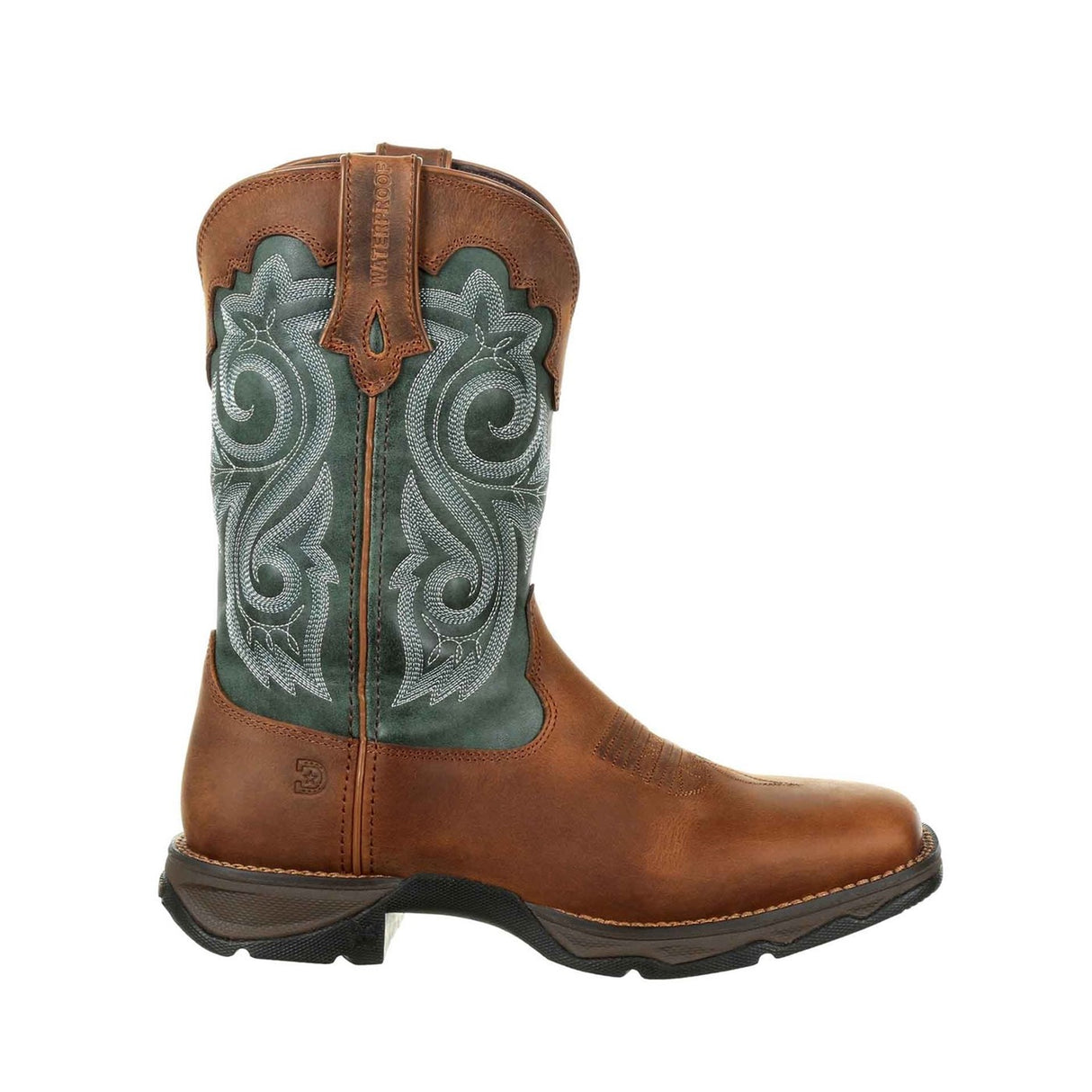 Damen Lady Rebel Wasserdichte Westernstiefel Braun und Immergrün