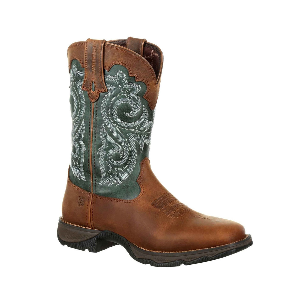 Damen Lady Rebel Wasserdichte Westernstiefel Braun und Immergrün
