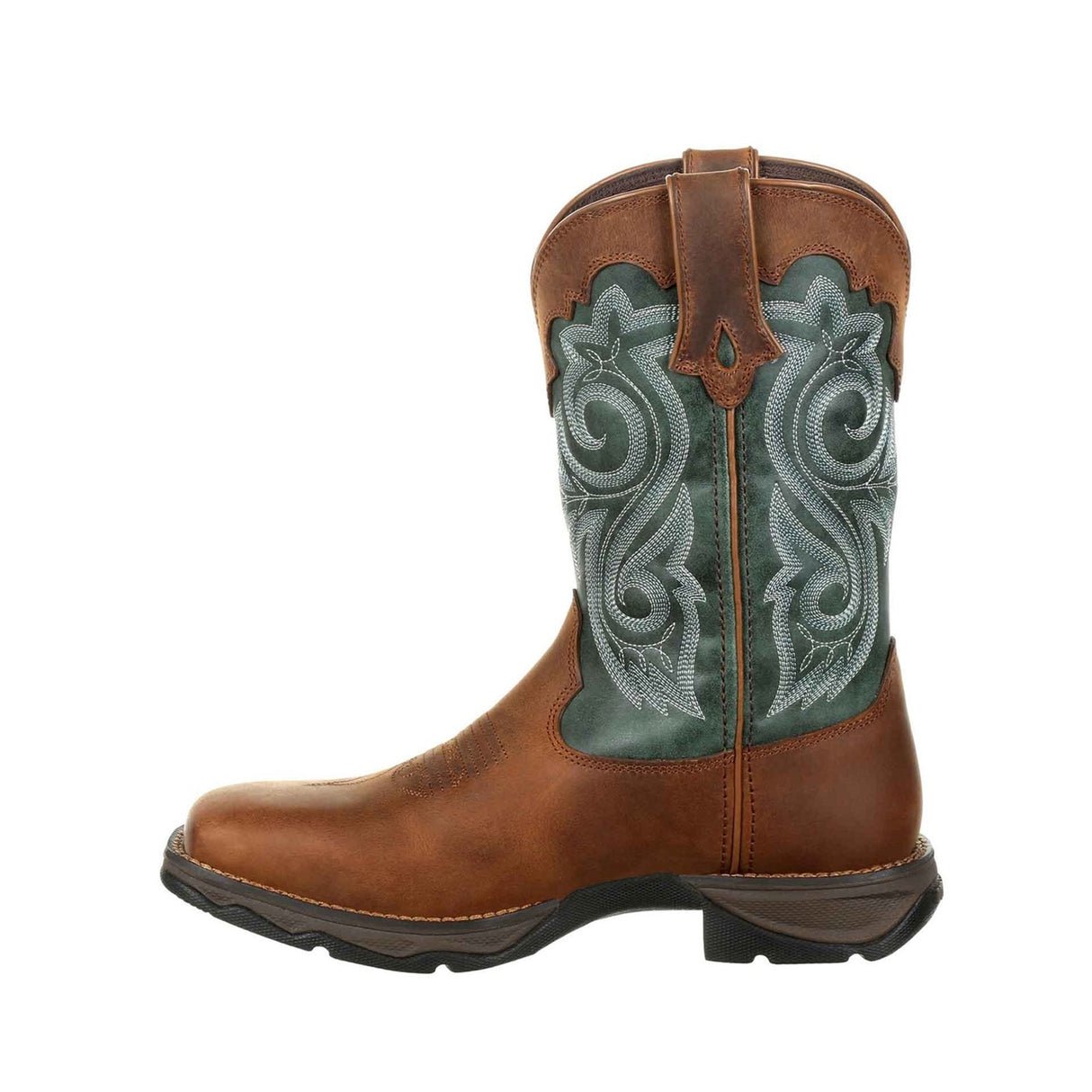 Damen Lady Rebel Wasserdichte Westernstiefel Braun und Immergrün