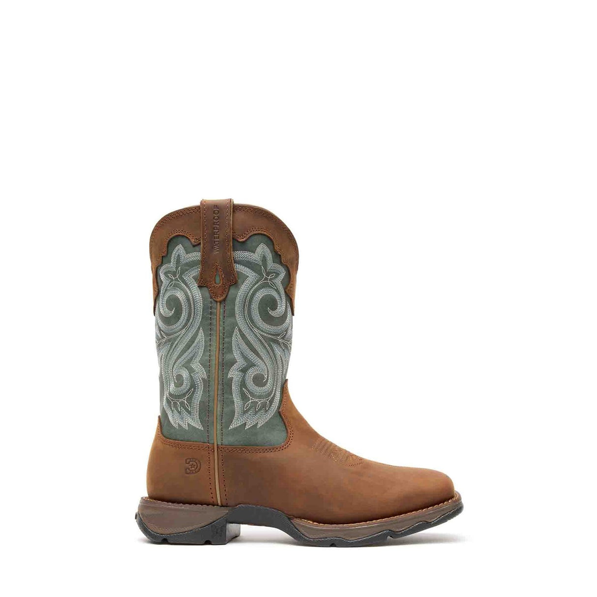 Damen Lady Rebel Wasserdichte Westernstiefel Braun und Immergrun