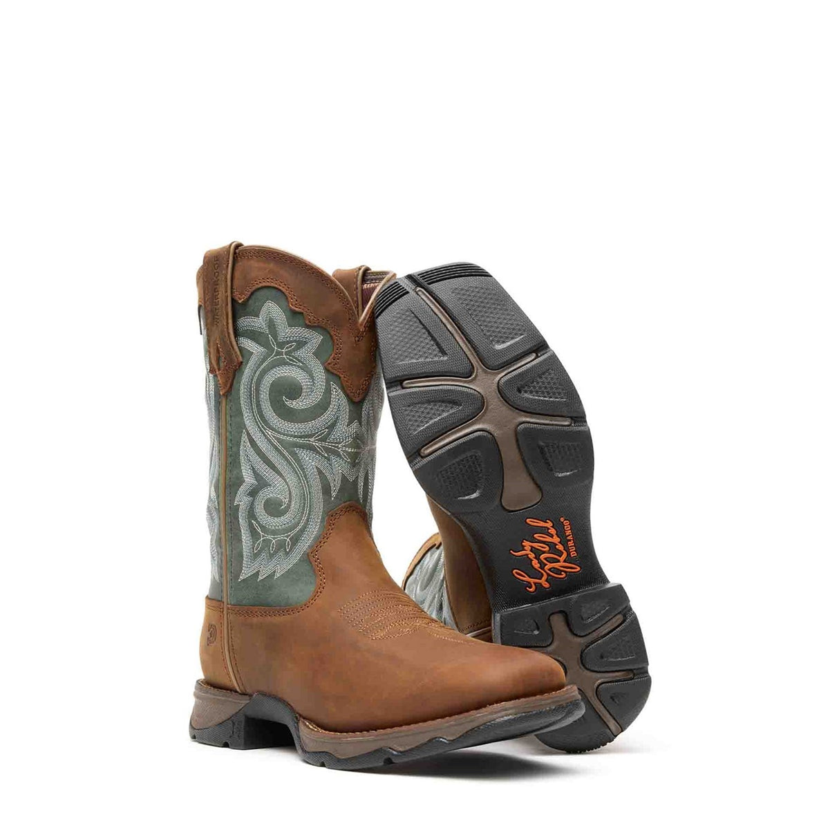 Damen Lady Rebel Wasserdichte Westernstiefel Braun und Immergrun