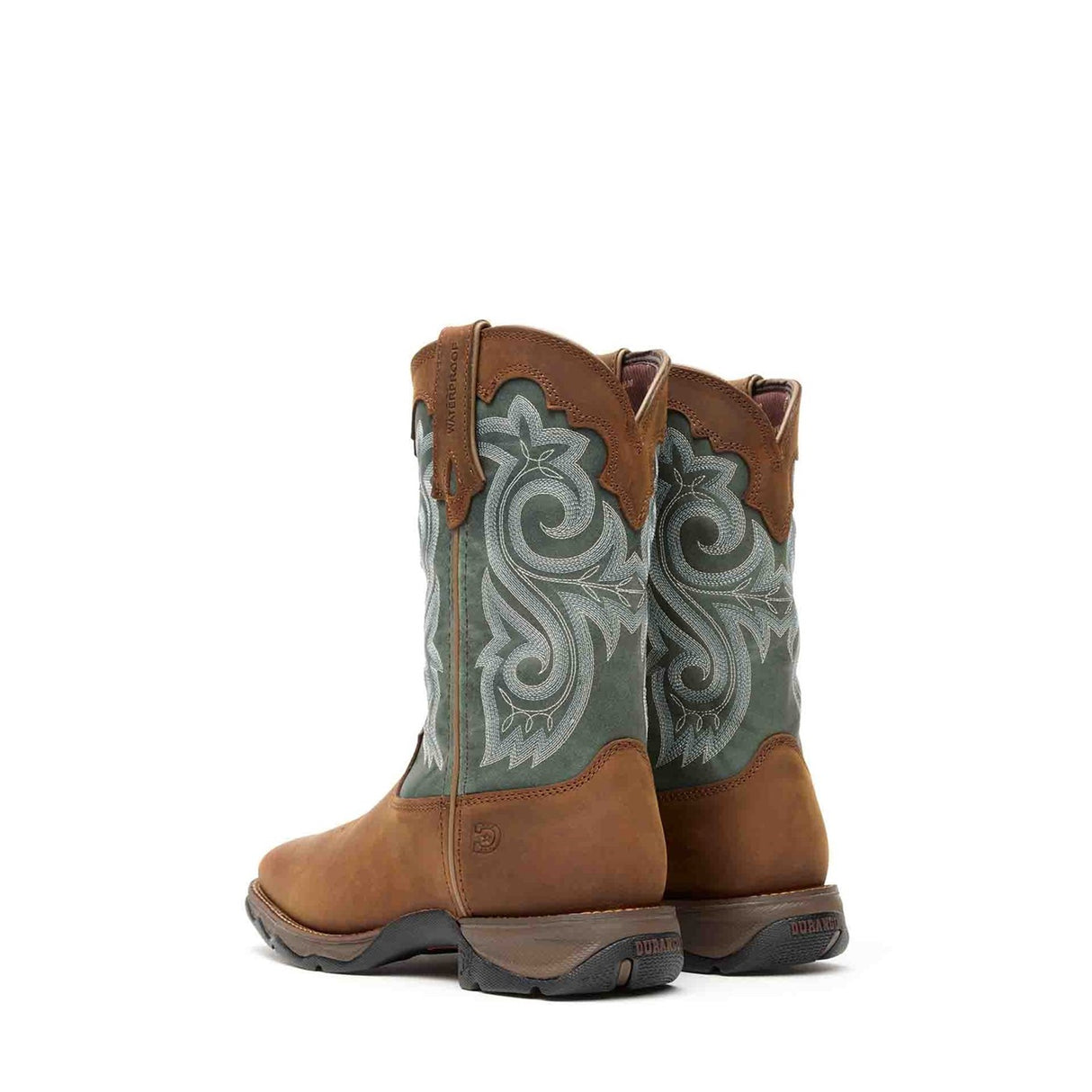Damen Lady Rebel Wasserdichte Westernstiefel Braun und Immergrun