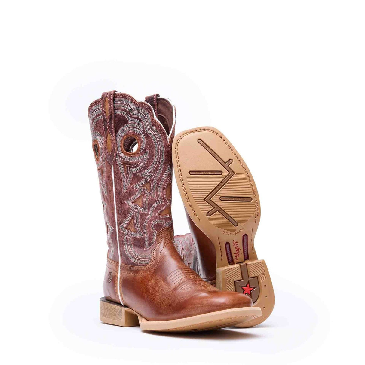 Damen Lady Rebel Pro Westernstiefel Altbraun Himmelblau