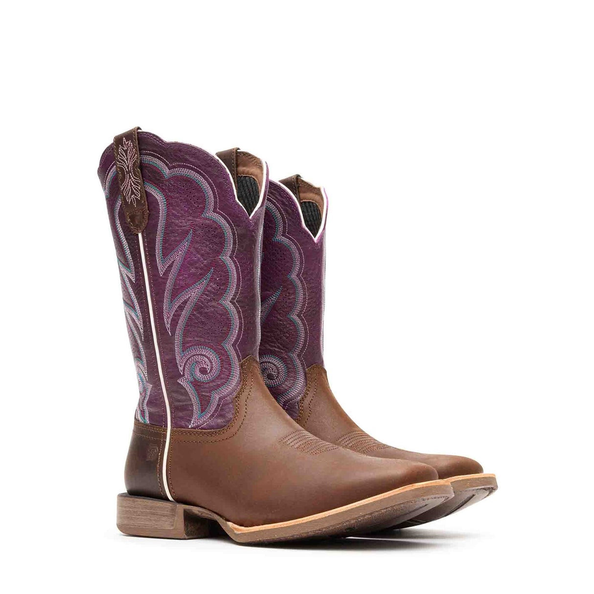 Damen Lady Rebel Pro Westernstiefel Braun Geoelt und Pflaume