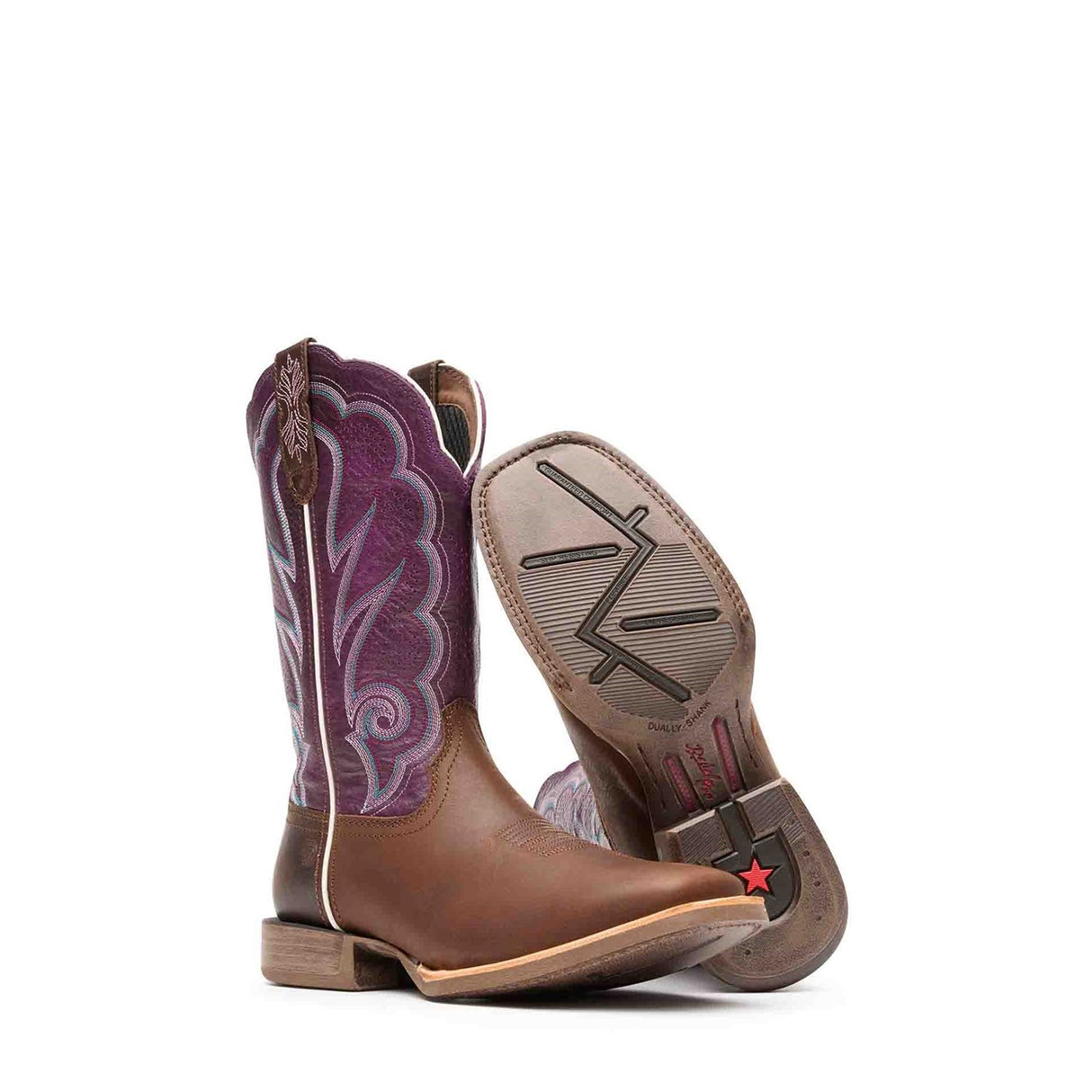 Damen Lady Rebel Pro Westernstiefel Braun Geoelt und Pflaume