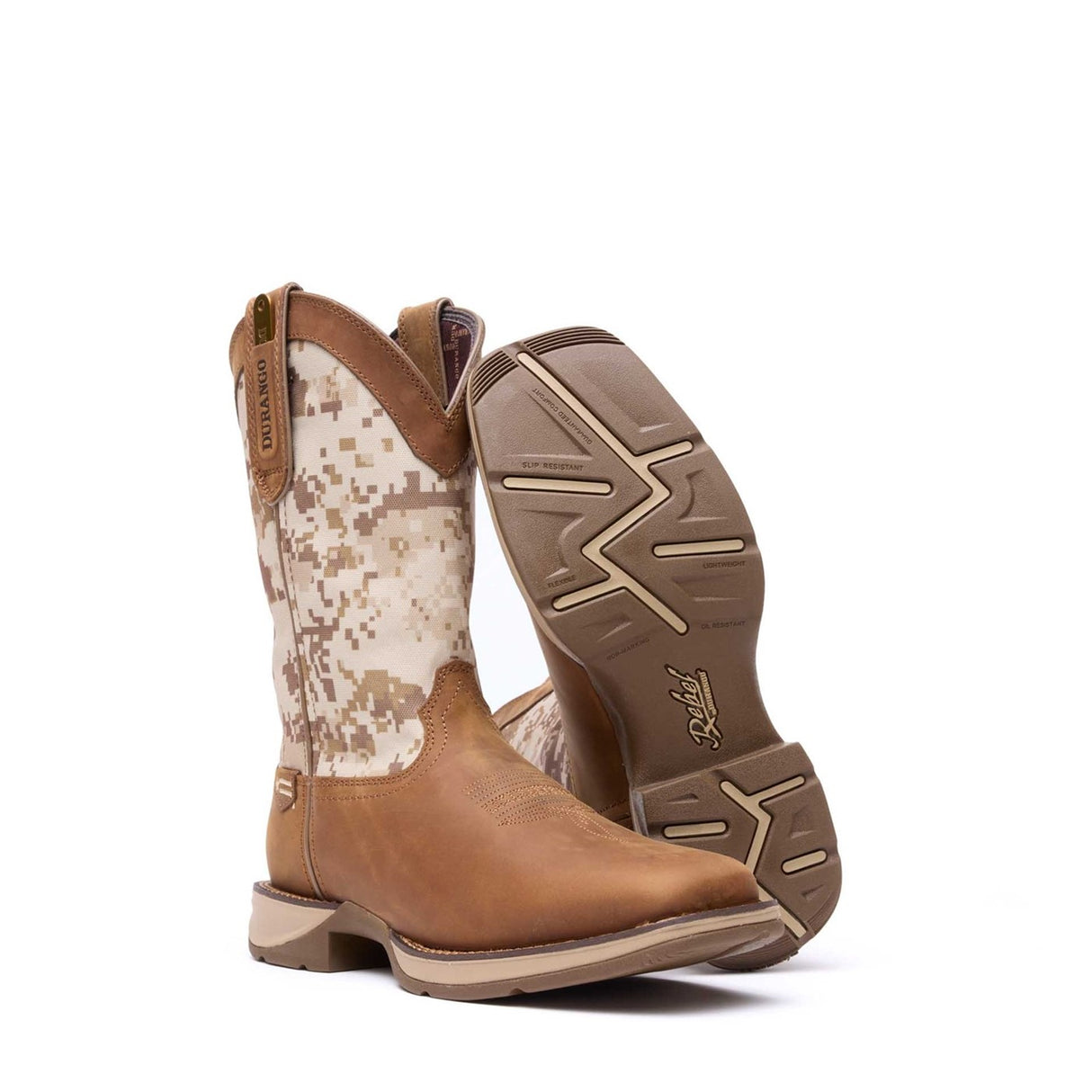 Herren Rebel Westernstiefel Staubbraun Wuesten-Camo