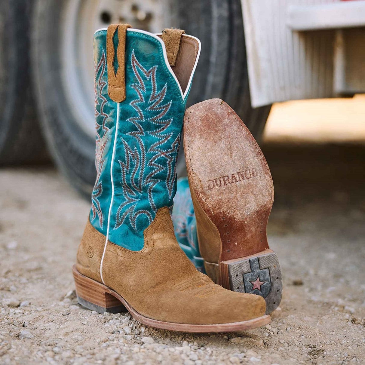 Damen Arena Pro Elite Westernstiefel Rehbraun Aquamarin