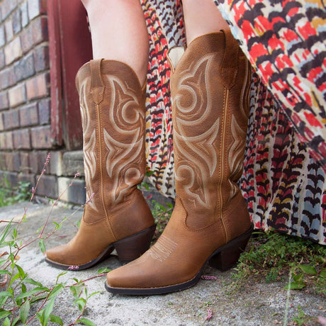 Damen Crush Westernstiefel Distressed-Cognac