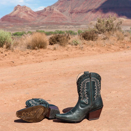 Damen Crush Westernstiefel Sattelbraun und Denimblau