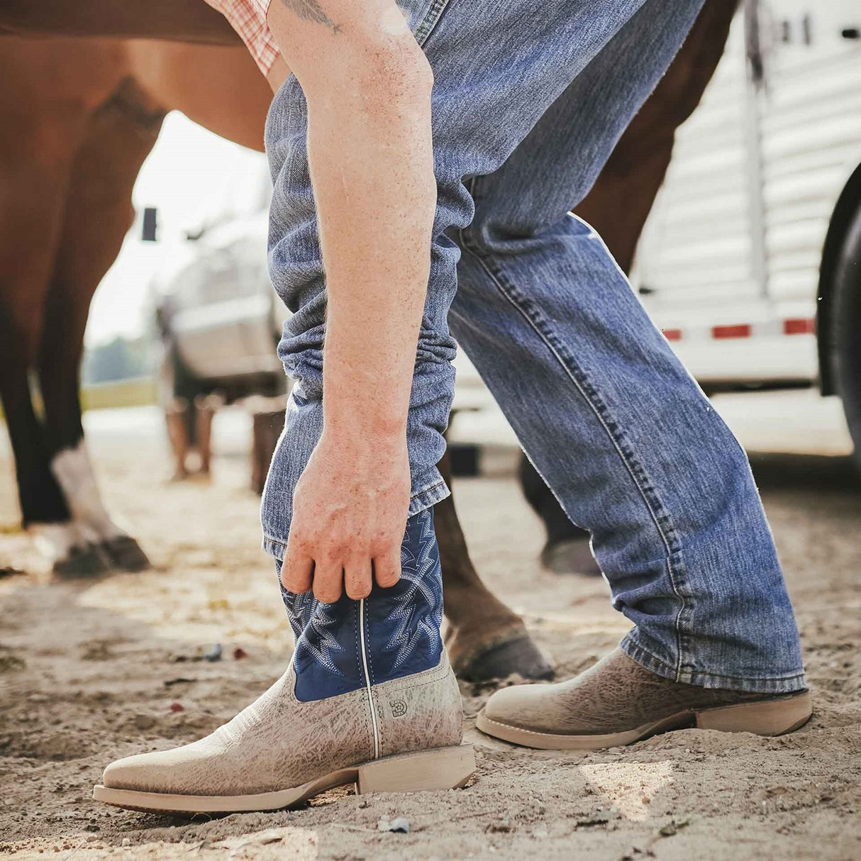 Herren Rebel Pro Lite Westernstiefel Helles Büffelbraun und Nebel