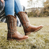Damen Lady Rebel Pro Westernstiefel Brünierter Sand