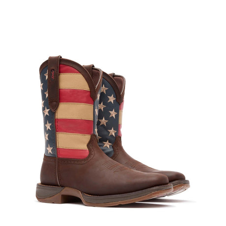 Herren Rebel Westernstiefel Braun USA-Flagge