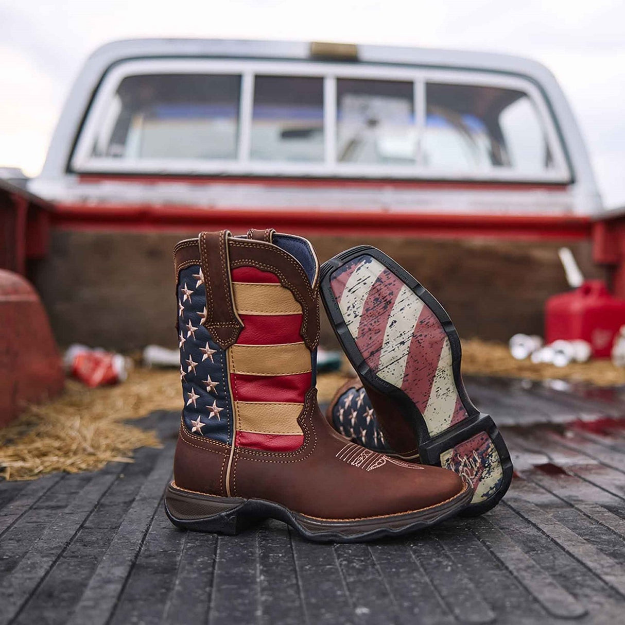 Herren Rebel Westernstiefel Braun USA-Flagge