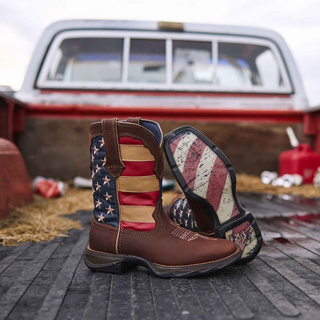 Herren Rebel Westernstiefel Braun USA-Flagge