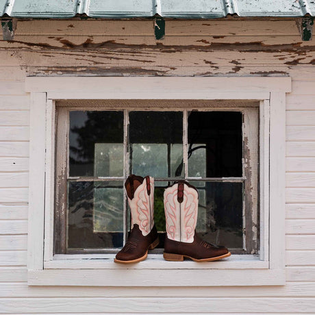 Damen Lady Rebel Pro Westernstiefel Trail-Braun Weiss