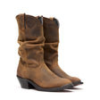 Damen Slouch Westernstiefel Vintage-Hellbraun