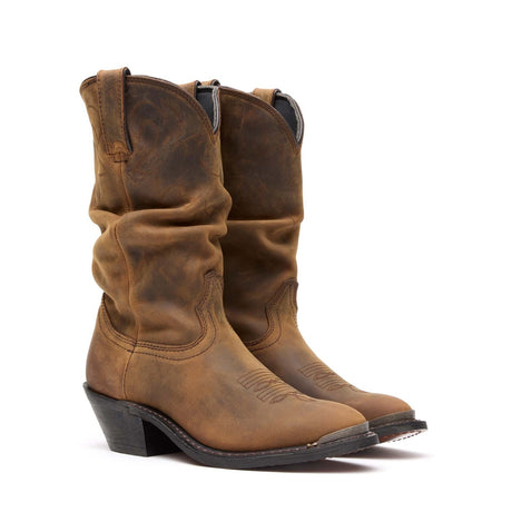 Damen Slouch Westernstiefel Vintage-Hellbraun