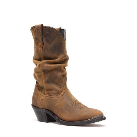 Damen Slouch Westernstiefel Vintage-Hellbraun