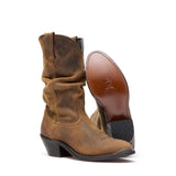 Damen Slouch Westernstiefel Vintage-Hellbraun