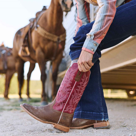 Damen Arena Pro Elite Westernstiefel Pekannuss Erdbeere