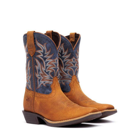 Kinder Shyloh Westernstiefel Wrangler-Braun Denimblau