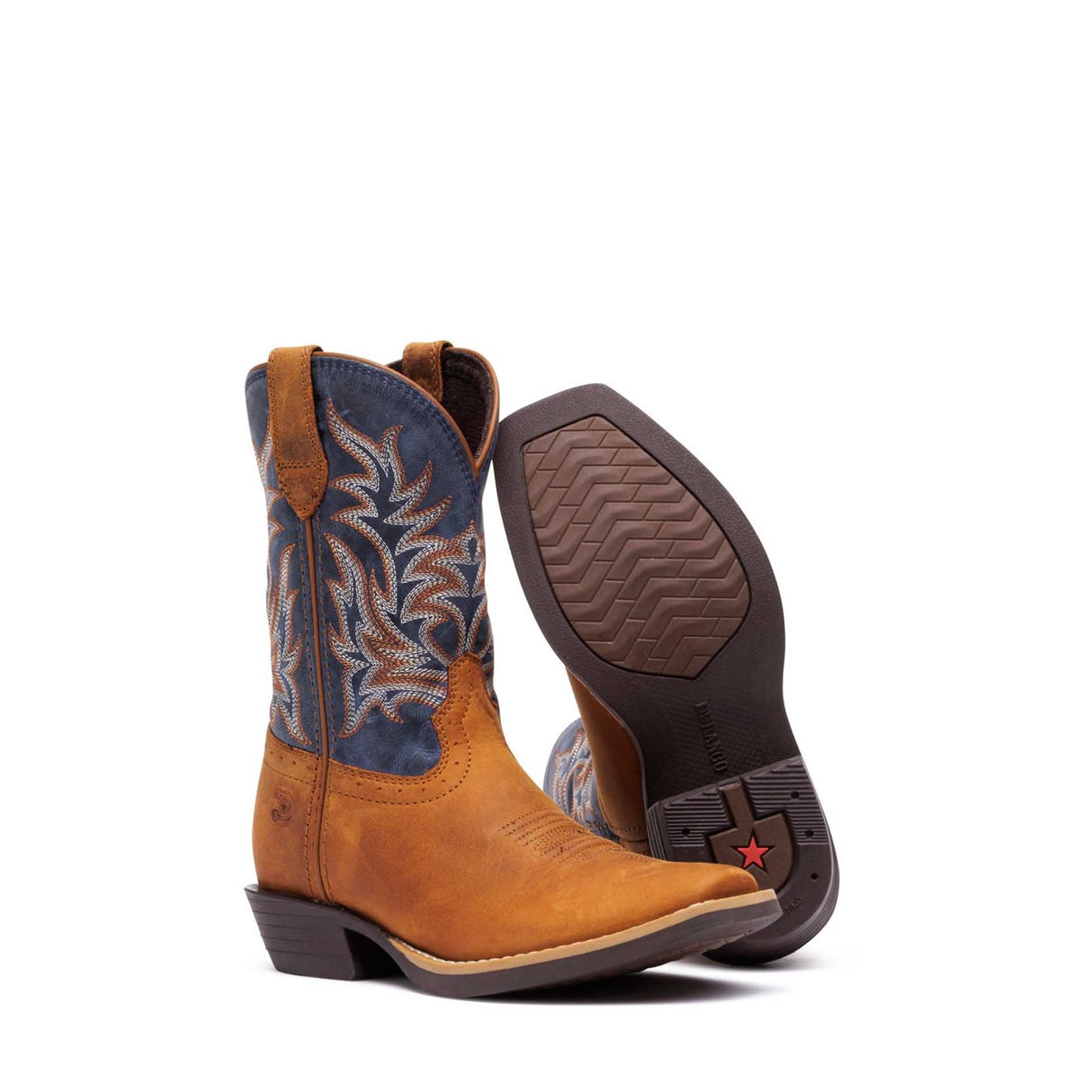 Kinder Shyloh Westernstiefel Wrangler-Braun Denimblau